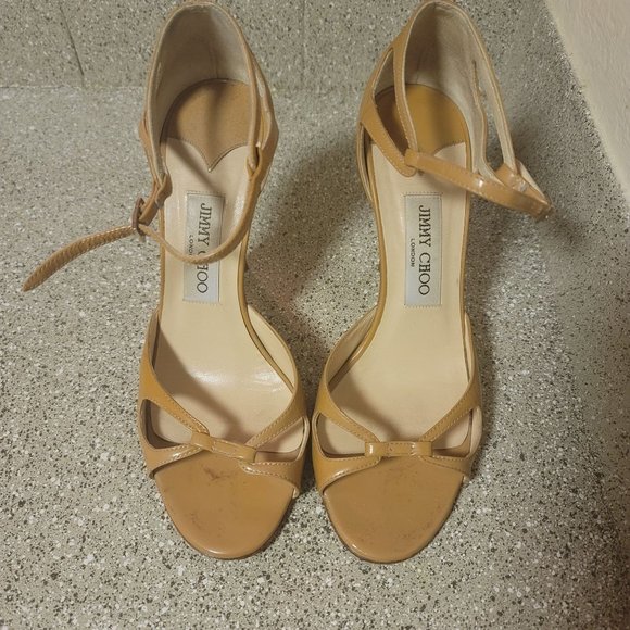 Jimmy Choo Shoes - Jimmy Choo Tan Leather Stiletto Strappy Heels Size 38